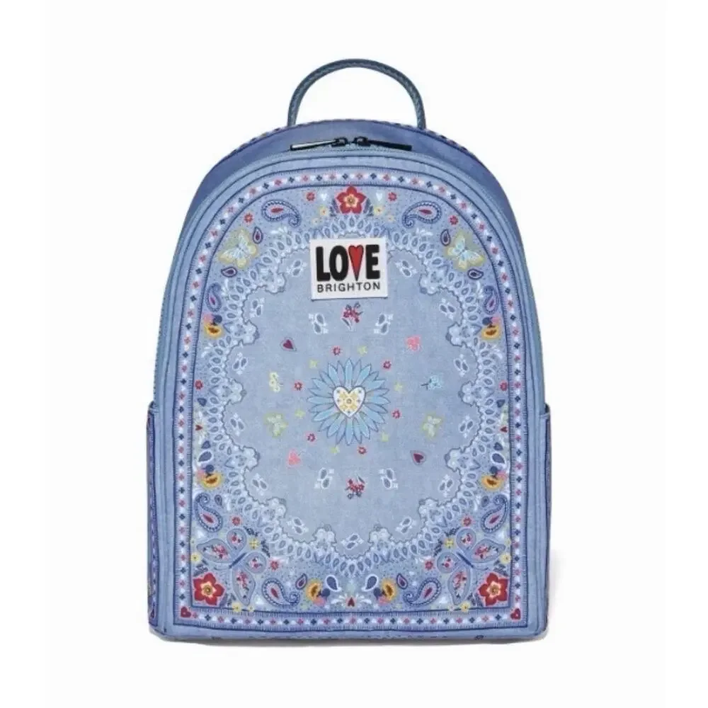 Brighton Backpack Womens Medium Blue Paisley Bandana Love Butterfly Print NWT